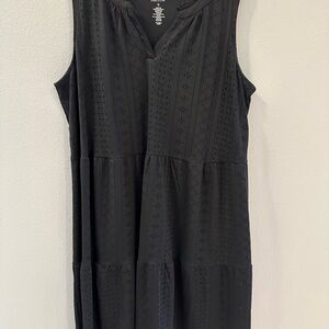 Croft & Barrow Black Textured Midi Dress